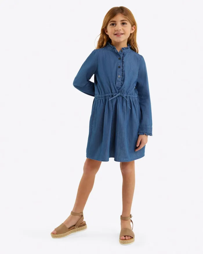 Draper James Girls Shirtdress In Chambray Women Dresses