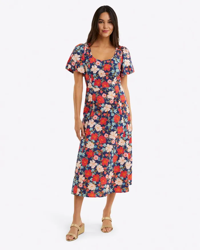 Draper James Julianne Midi Dress In Stretch Poplin Women Dresses