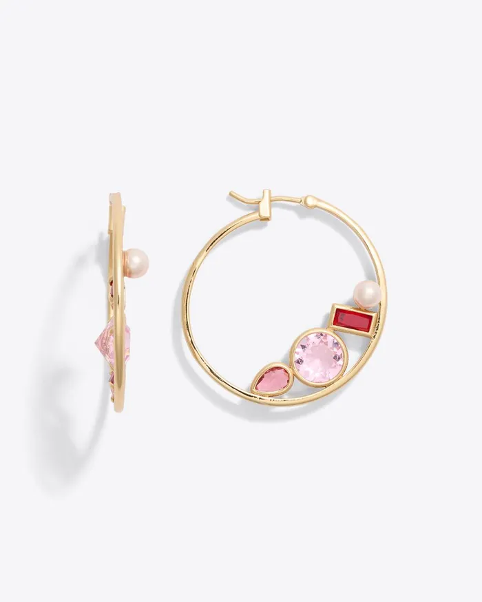 Draper James Multi Stone Hoop Earrings Women Jewelry