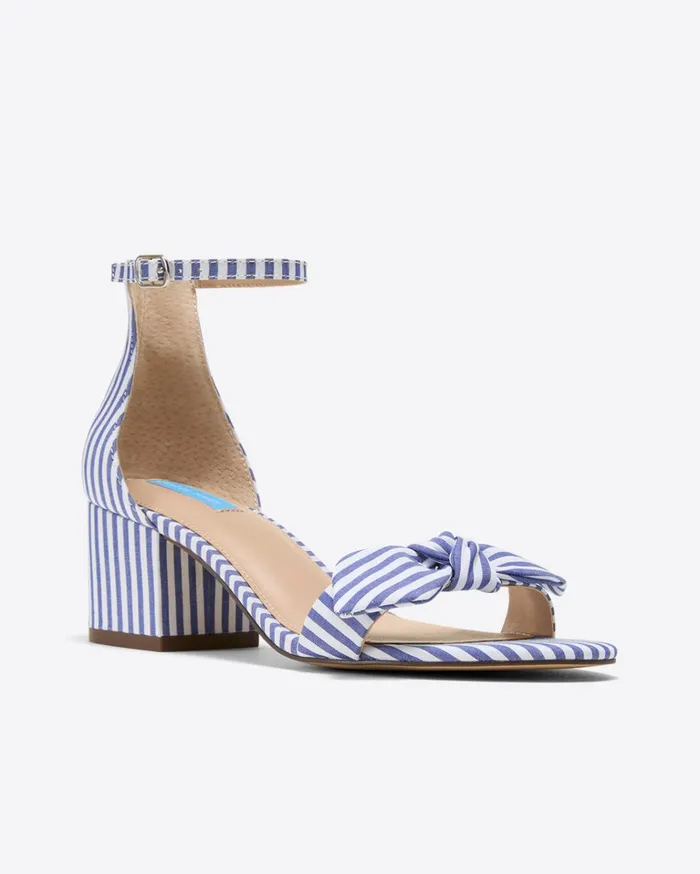 Draper James Preston Sandal In Blue and White Stripe Women Heels