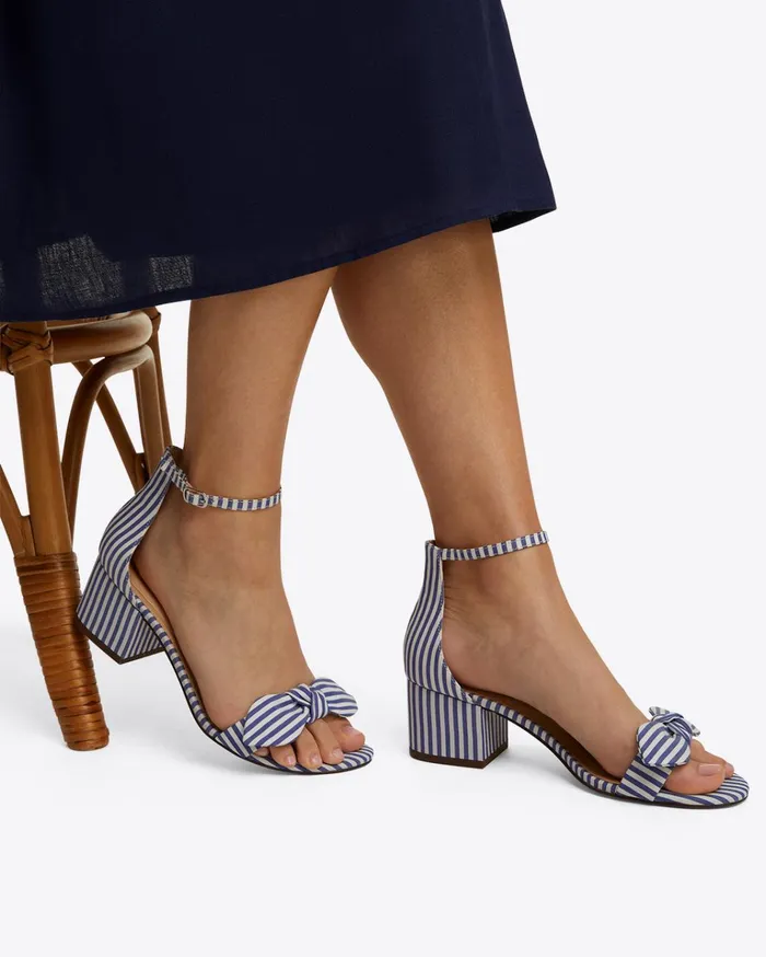 Draper James Preston Sandal In Blue and White Stripe Women Heels