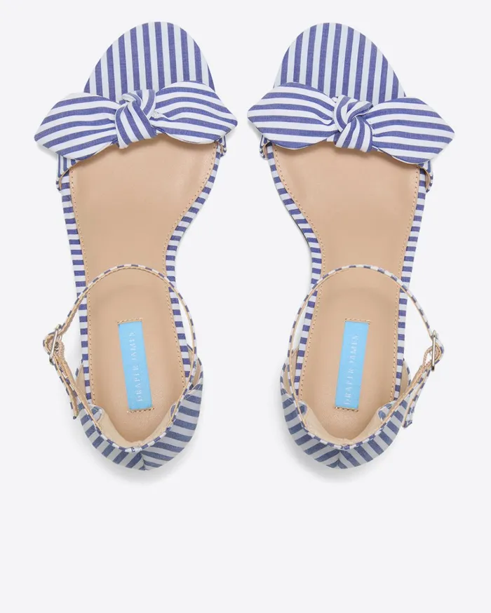 Draper James Preston Sandal In Blue and White Stripe Women Heels