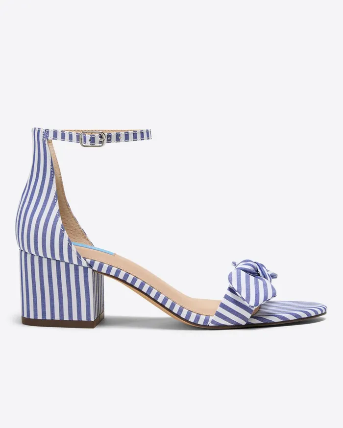 Draper James Preston Sandal In Blue and White Stripe Women Heels