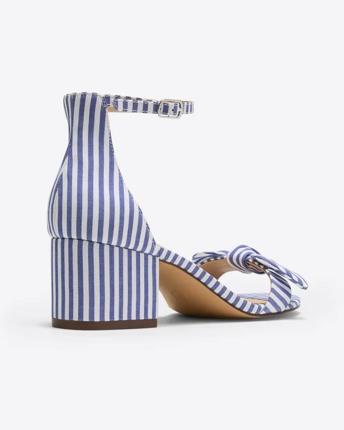 Draper James Preston Sandal In Blue and White Stripe Women Heels