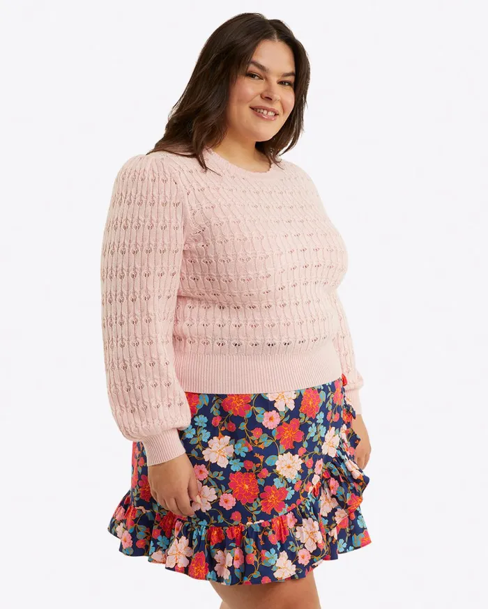 Draper James Puff Sleeve Sweater In Pointelle Women Sweaters