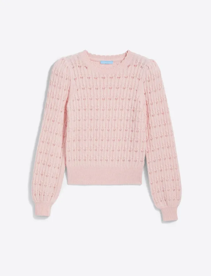 Draper James Puff Sleeve Sweater In Pointelle Women Sweaters
