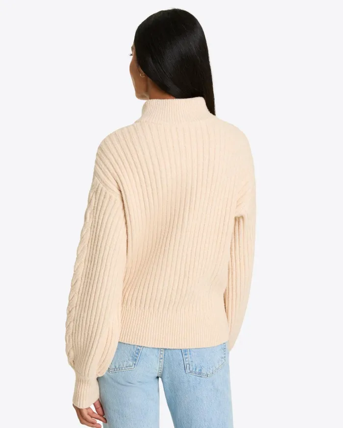 Draper James Quarter Zip Cableknit Sweater Women Sweaters