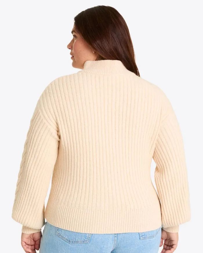 Draper James Quarter Zip Cableknit Sweater Women Sweaters