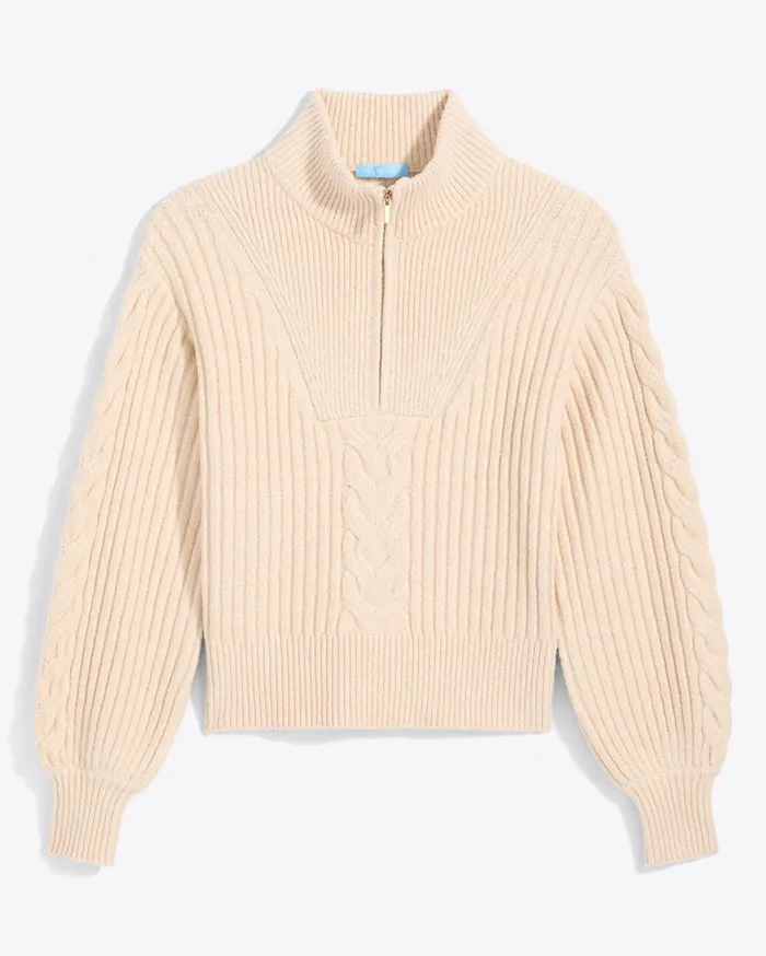 Draper James Quarter Zip Cableknit Sweater Women Sweaters
