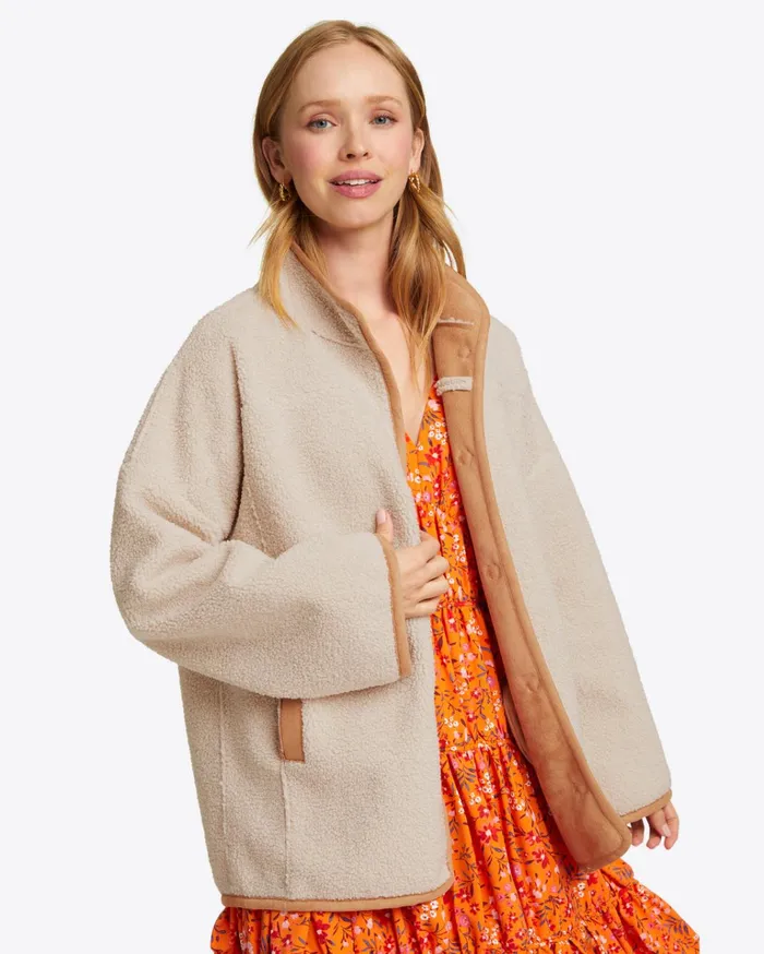 Draper James Reversible Sherpa Jacket Women Jackets and Outerwear