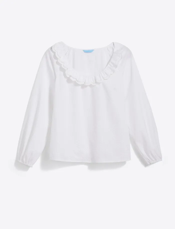Draper James Reyna LongSleeve Top In Textured Shirting Stripe Women Tops