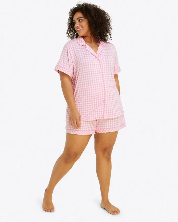 Draper James Sara Pajama Set In Light Pink Gingham Women Lounge and Pajamas