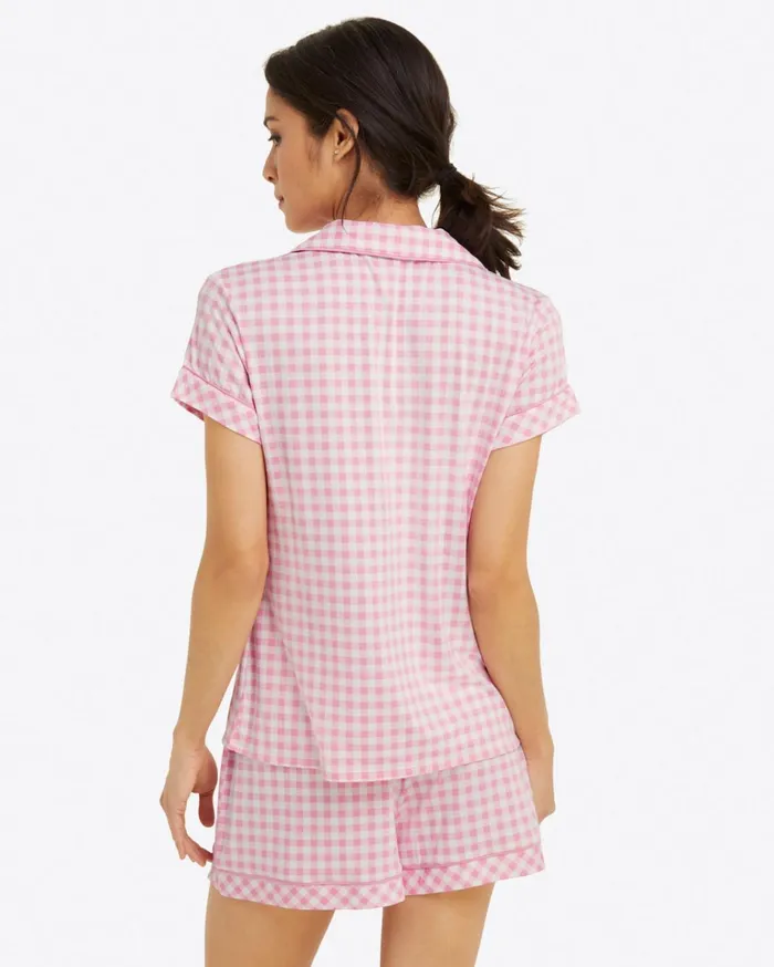 Draper James Sara Pajama Set In Light Pink Gingham Women Lounge and Pajamas