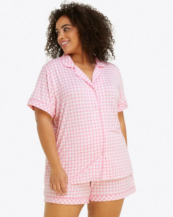 Draper James Sara Pajama Set In Light Pink Gingham Women Lounge and Pajamas