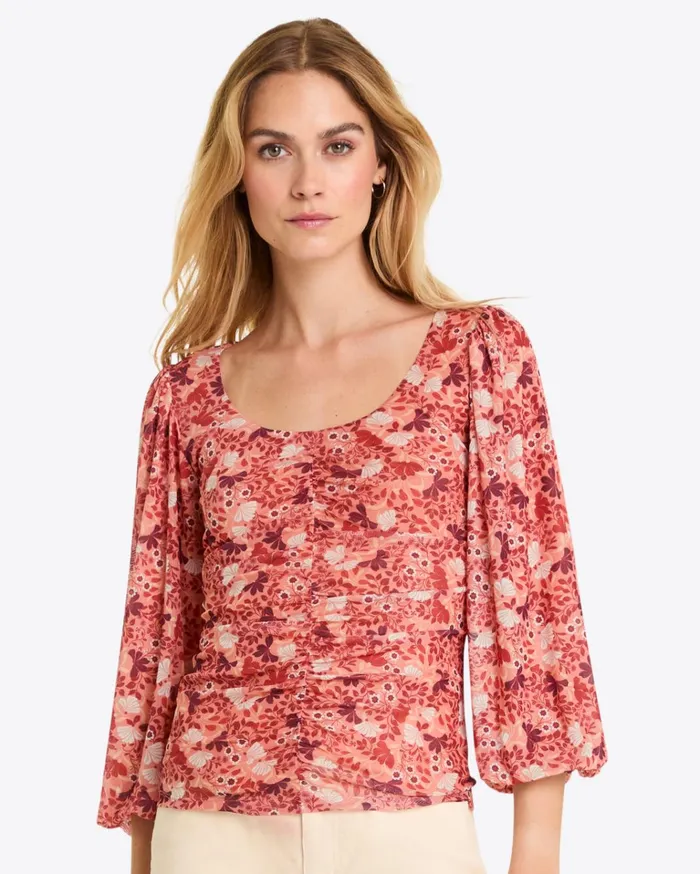 Draper James Shelby Scoop Neck Top In Stretch Mesh Women Tops