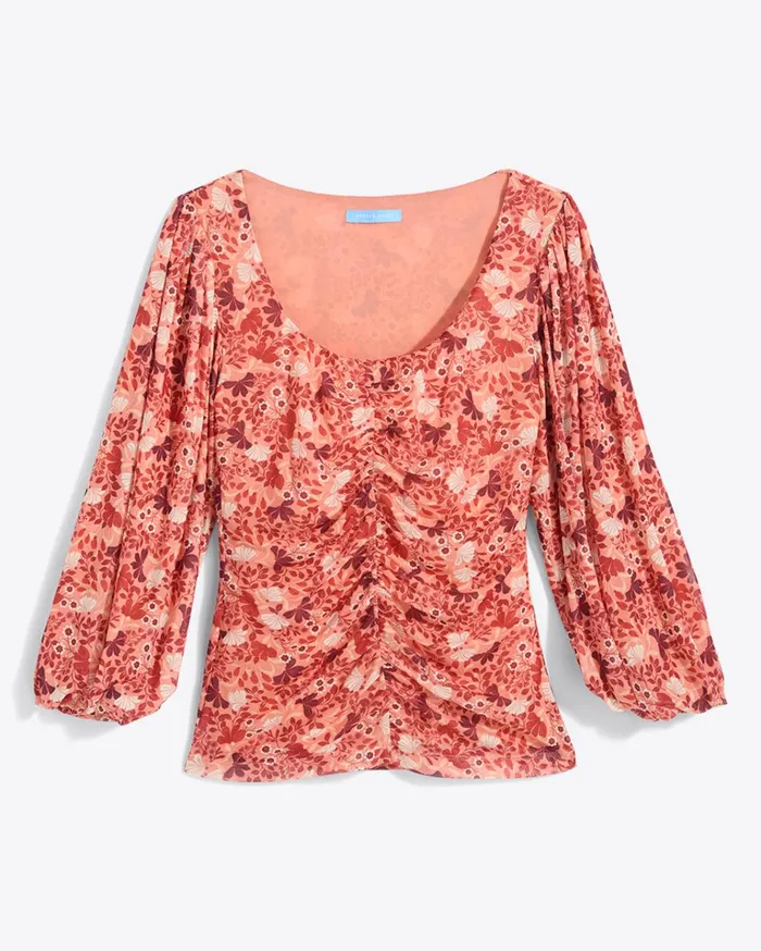 Draper James Shelby Scoop Neck Top In Stretch Mesh Women Tops