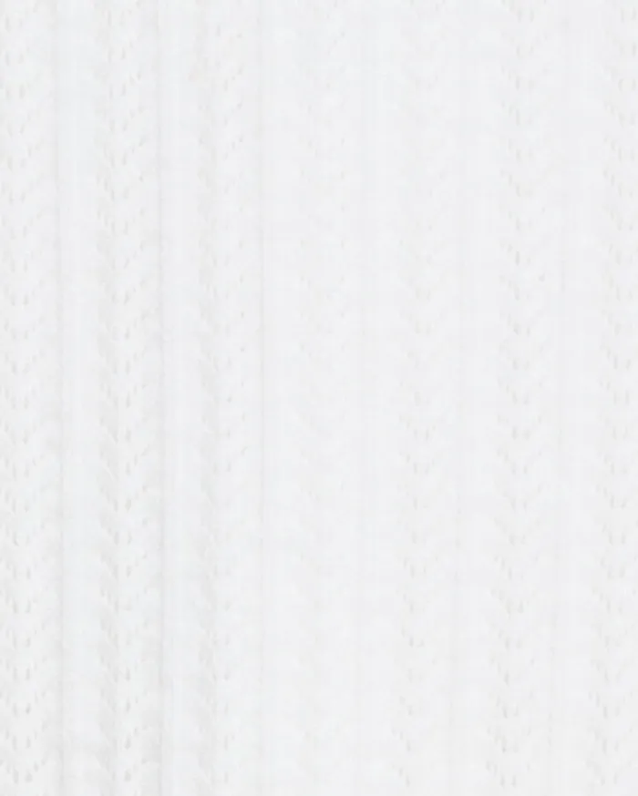 Draper James Short Sleeve Sweater In White Pointelle Women Sweaters