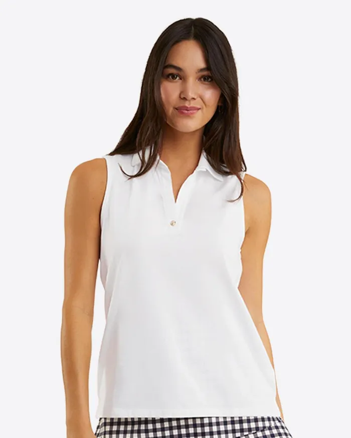 Draper James Sleeveless Sport Polo In White Women Tops