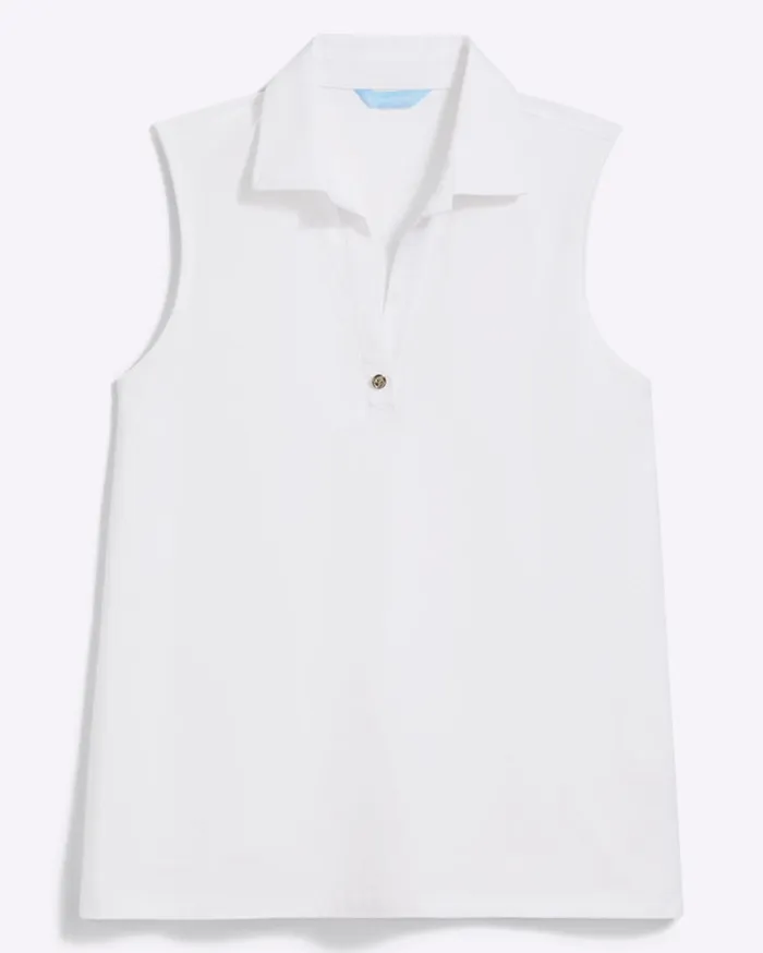 Draper James Sleeveless Sport Polo In White Women Tops