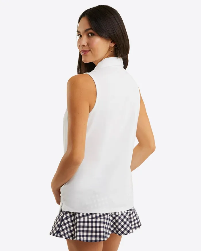 Draper James Sleeveless Sport Polo In White Women Tops