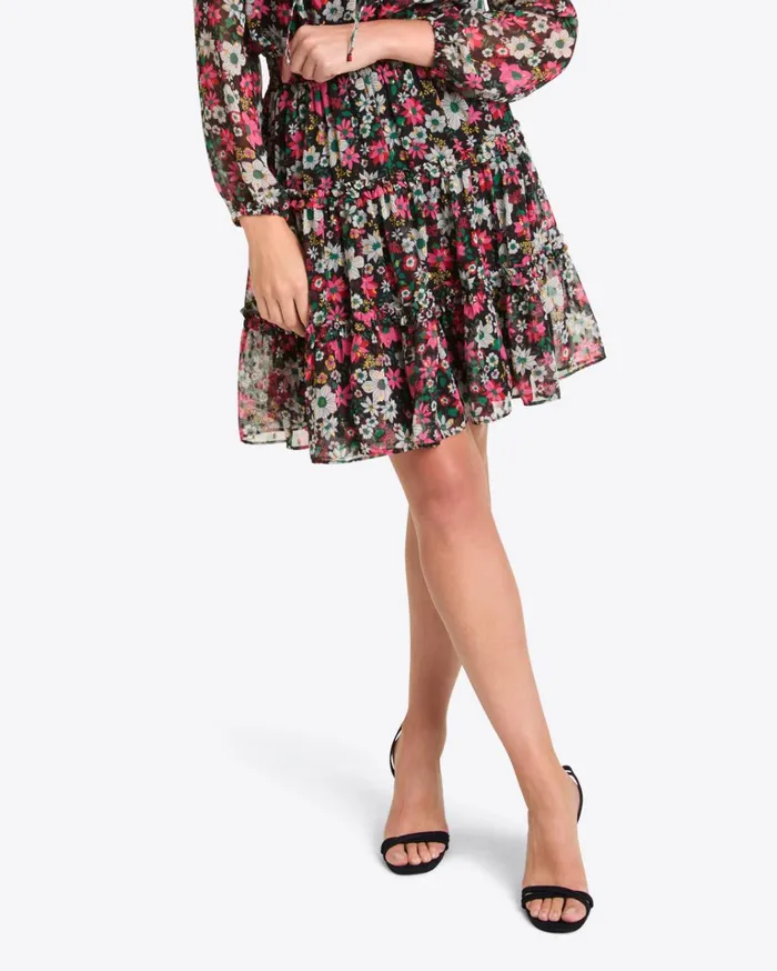 Draper James Tiered Ruffle Skirt In Amaryllis Fil Coupe Women Bottoms and Skirts