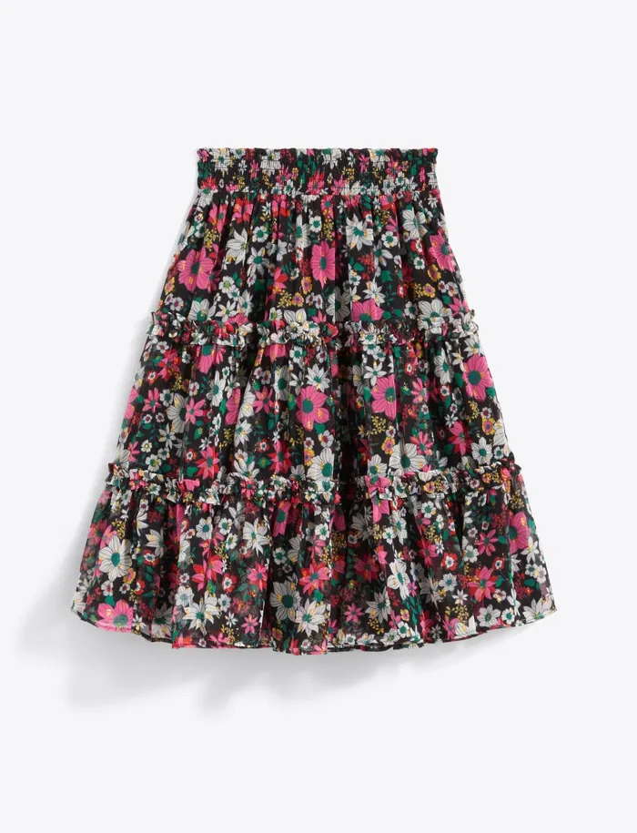 Draper James Tiered Ruffle Skirt In Amaryllis Fil Coupe Women Bottoms and Skirts
