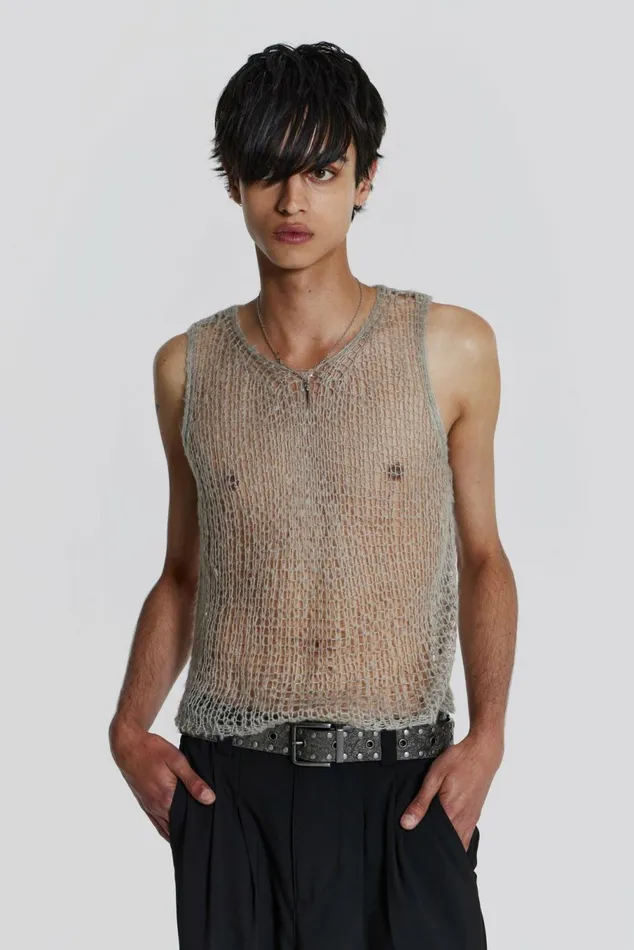 Dust Knit Tank Grey Men Jaded London Vests