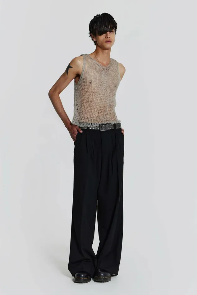 Dust Knit Tank Grey Men Jaded London Vests Dust Knit Tank Grey Men Jaded London Vests