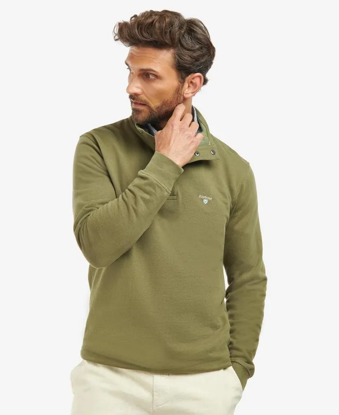 Egglescliff Sweatshirt Ivy Green Men Barbour Hoodies and Sweatshirts
