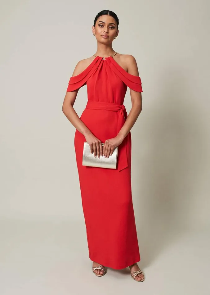 Elaine Chain Detail Maxi Dress Red Women Phase Eight Dresses