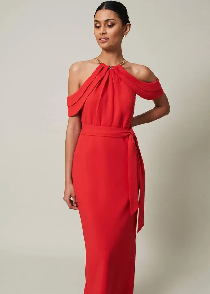 Elaine Chain Detail Maxi Dress Red Women Phase Eight Dresses
