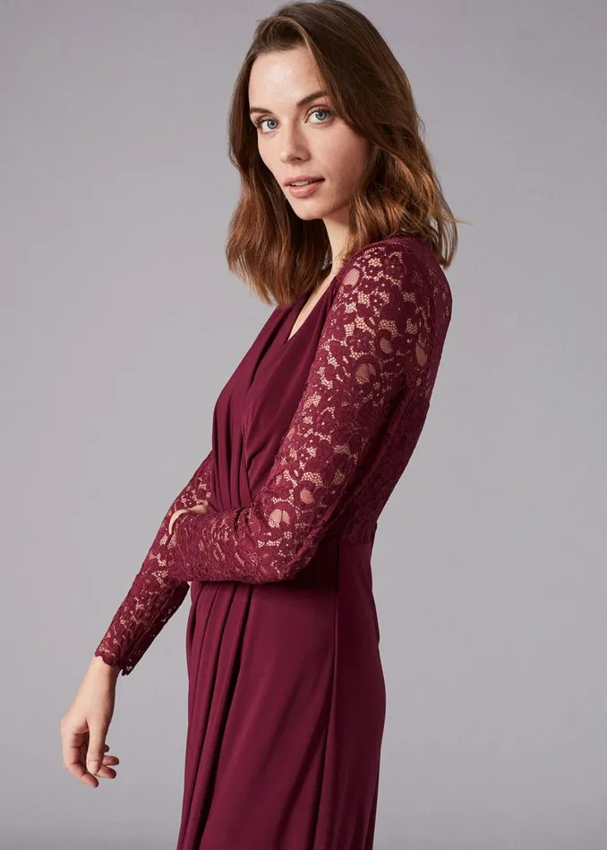 Elanor Lace Maxi Dress Berry Women Phase Eight Dresses