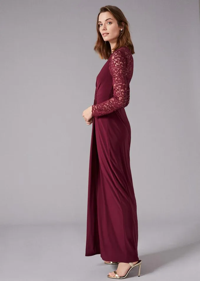 Elanor Lace Maxi Dress Berry Women Phase Eight Dresses