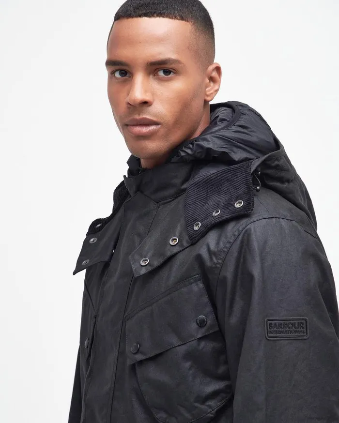 Element Waxed Jacket Classic Black Men Barbour Waxed Jackets