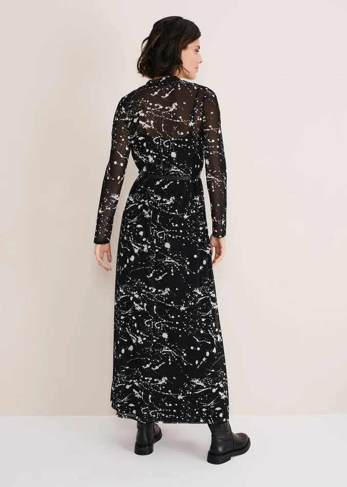 Elianna Splatter Long Sleeved Dress Blackivory Women Phase Eight Dresses