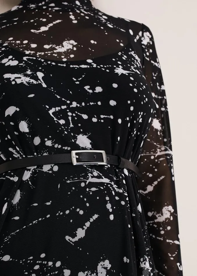 Elianna Splatter Long Sleeved Dress Blackivory Women Phase Eight Dresses