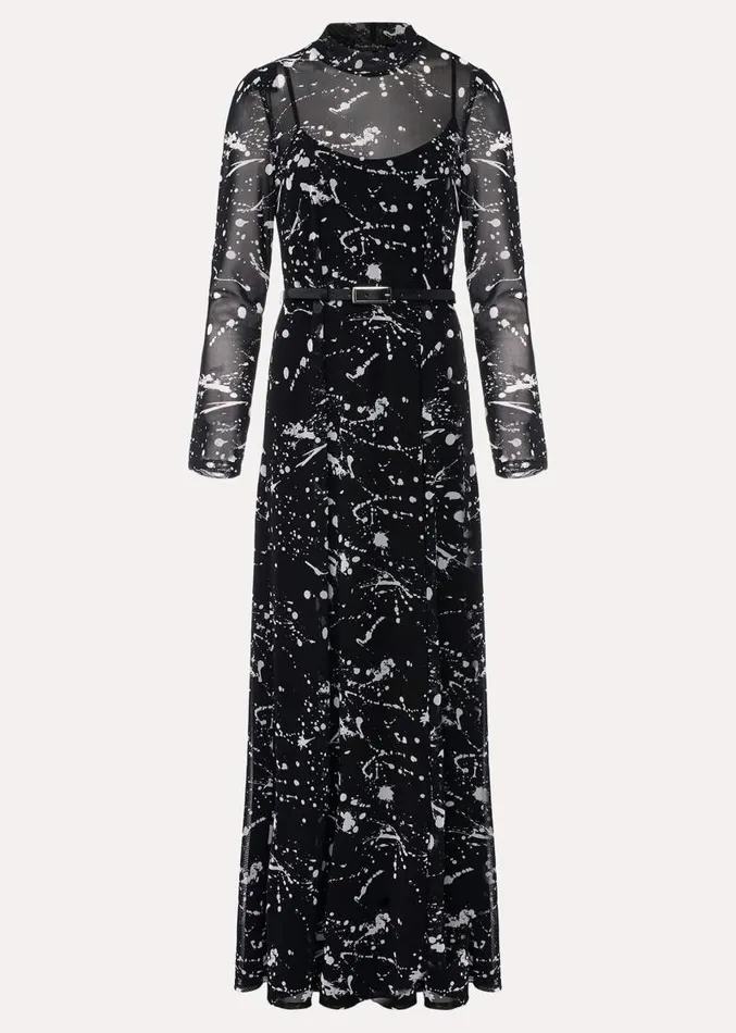 Elianna Splatter Long Sleeved Dress Blackivory Women Phase Eight Dresses