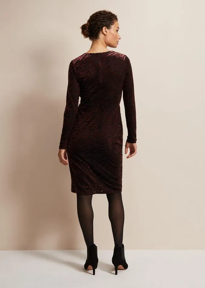 Elina Velvet Burnout Dress Burgundy Women Phase Eight Dresses