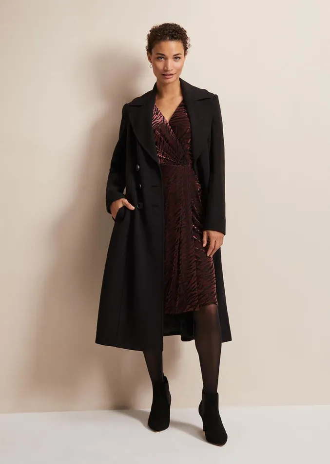 Elina Velvet Burnout Dress Burgundy Women Phase Eight Dresses