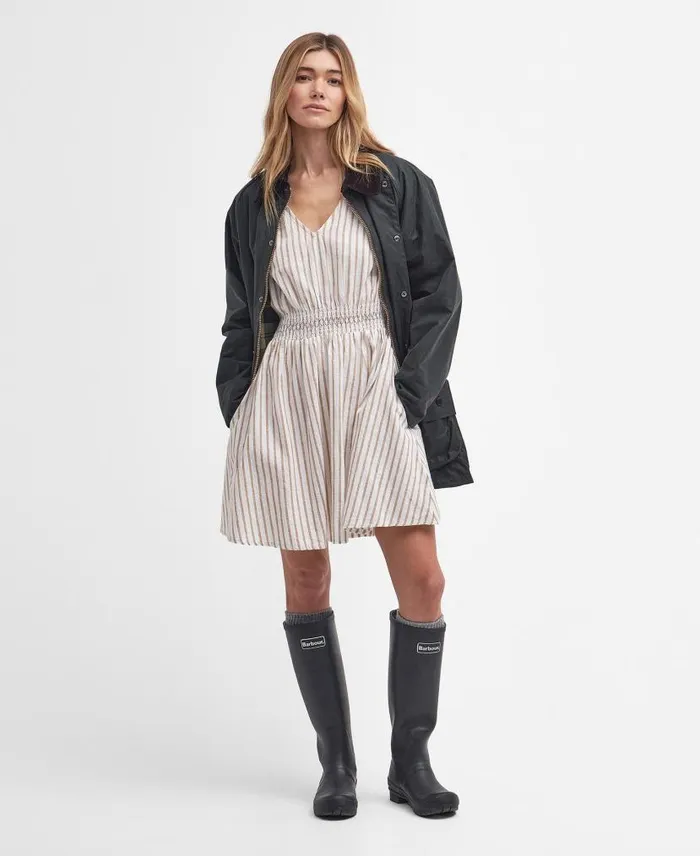 Ella Striped Mini Dress Whitetannin Women Barbour Dresses and Skirts