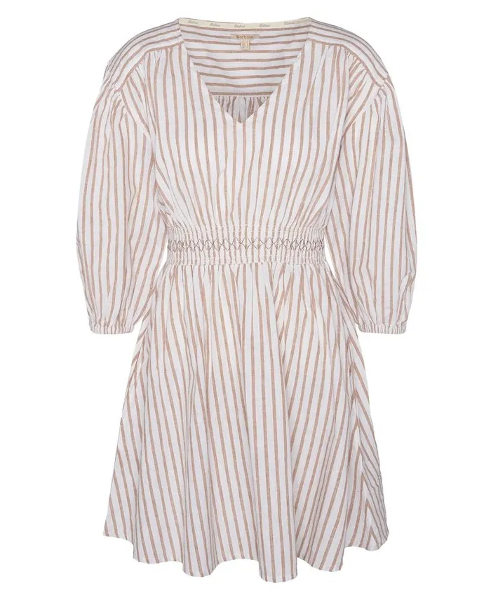 Ella Striped Mini Dress Whitetannin Women Barbour Dresses and Skirts