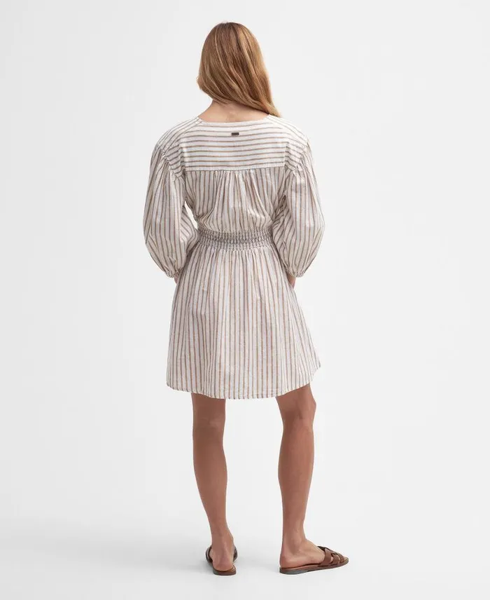 Ella Striped Mini Dress Whitetannin Women Barbour Dresses and Skirts