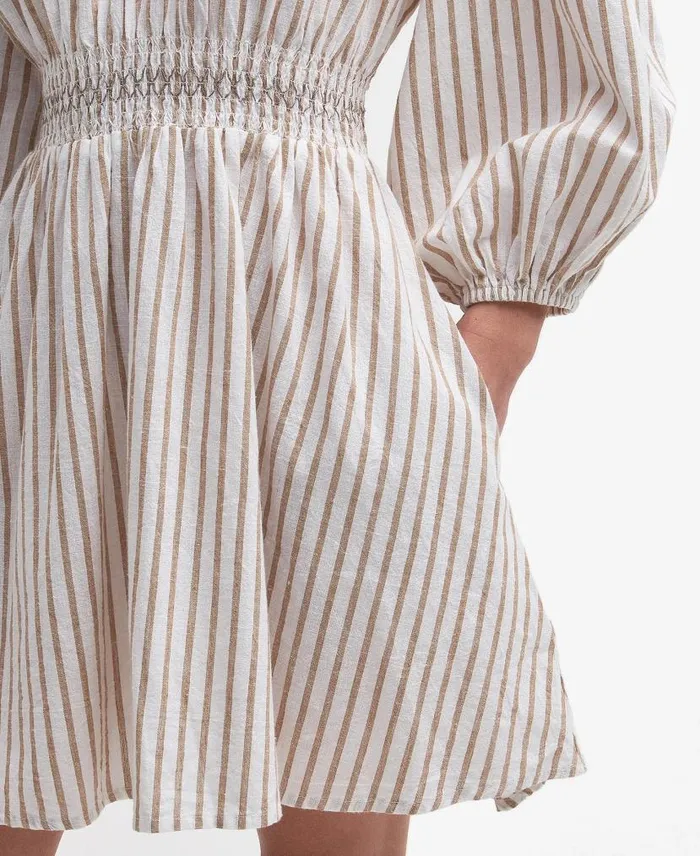 Ella Striped Mini Dress Whitetannin Women Barbour Dresses and Skirts