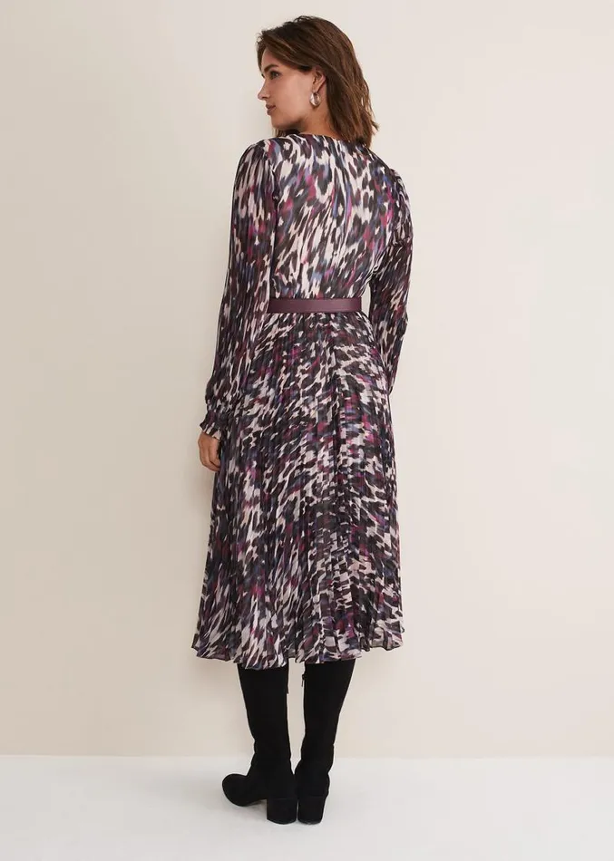 Eloise Animal Pleated Dress Multicoloured Women Phase Eight Dresses