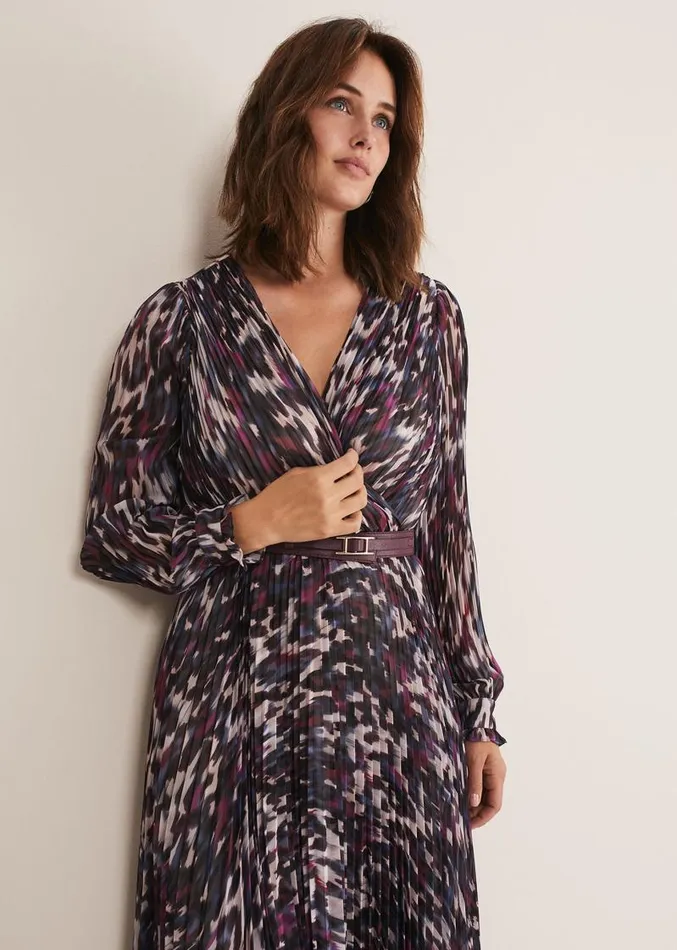 Eloise Animal Pleated Dress Multicoloured Women Phase Eight Dresses