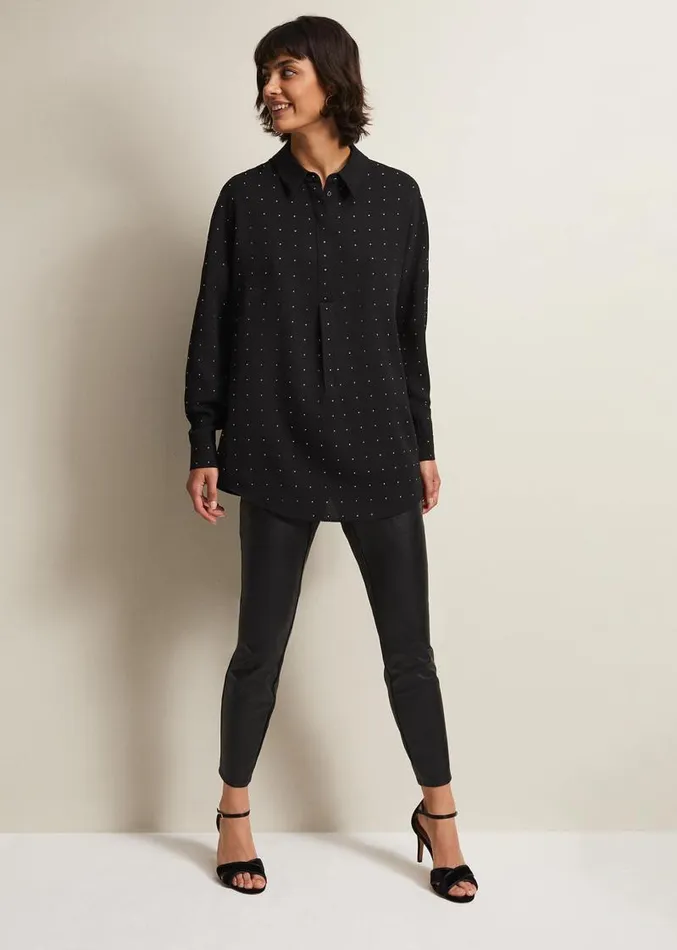 Elowen Embellished Longline Shirt Black Women Phase Eight Shirts and Blouses Elowen Embellished Longline Shirt Black Women Phase Eight Shirts and Blouses