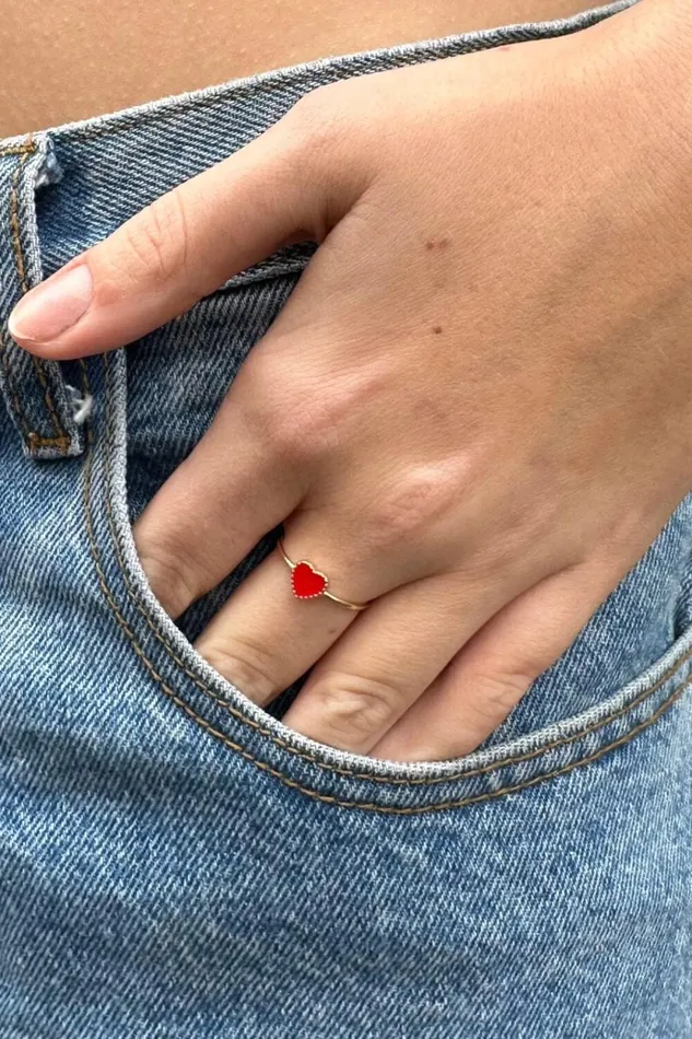 Enamel Heart Ring Women Brandy Melville Jewelry