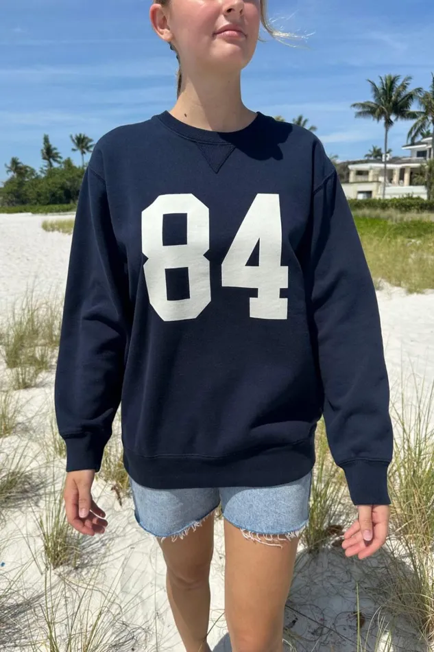 Erica 84 Sweatshirt Classic Navy Women Brandy Melville Sweatpants and Sweatshirts