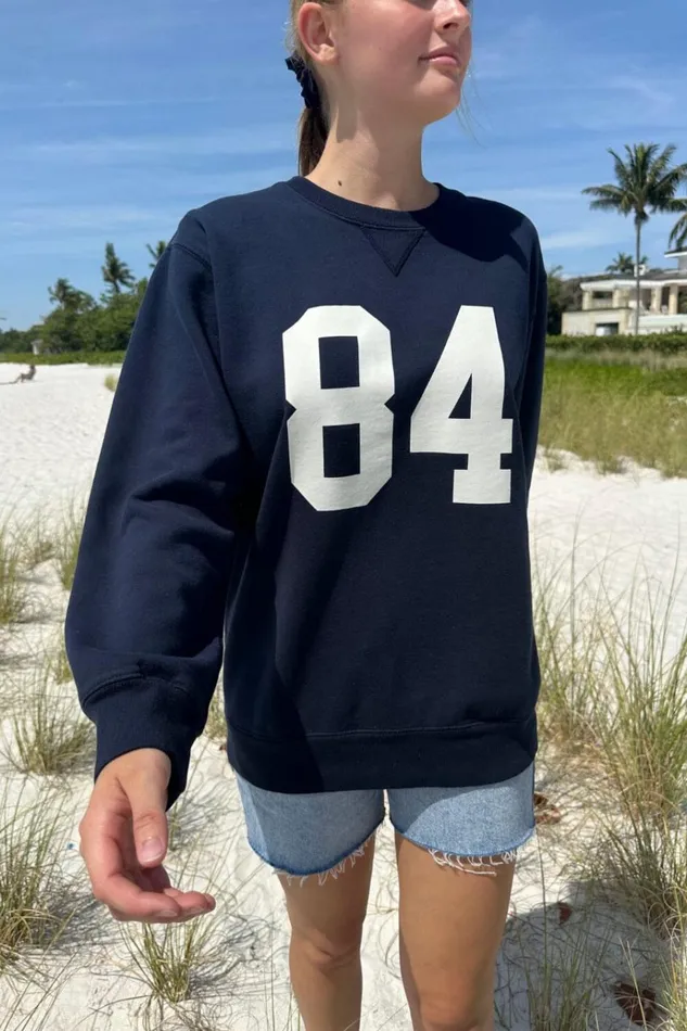 Erica 84 Sweatshirt Classic Navy Women Brandy Melville Sweatpants and Sweatshirts