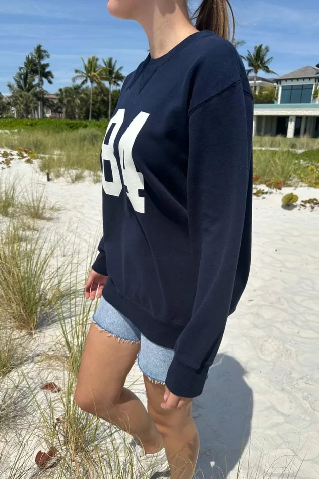 Erica 84 Sweatshirt Classic Navy Women Brandy Melville Sweatpants and Sweatshirts